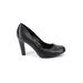 Jessica Simpson Heels: Pumps Chunky Heel Work Black Print Shoes - Women's Size 9 1/2 - Round Toe
