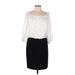 Gabby Skye Casual Dress - Mini Square 3/4 sleeves: White Print Dresses - Women's Size 10