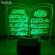 Nighdn-Projecan LED Veilleuse Musulmane Lampe 3D Cadeau Islamique 7 Couleurs USB Lampes de oral