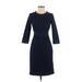 Banana Republic Casual Dress - Sheath Crew Neck 3/4 sleeves: Blue Solid Dresses - Women's Size 0 Petite
