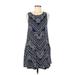 Nine Britton Casual Dress - Mini Scoop Neck Sleeveless: Blue Print Dresses - Women's Size Medium