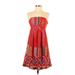 We Love Vera Casual Dress - A-Line Strapless Sleeveless: Red Dresses - Women's Size 0