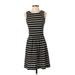 J.Crew Factory Store Casual Dress - A-Line: Black Stripes Dresses - Women's Size X-Small