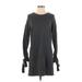 Madewell Casual Dress - Sweater Dress Crew Neck Long sleeves: Gray Marled Dresses - Women's Size X-Small