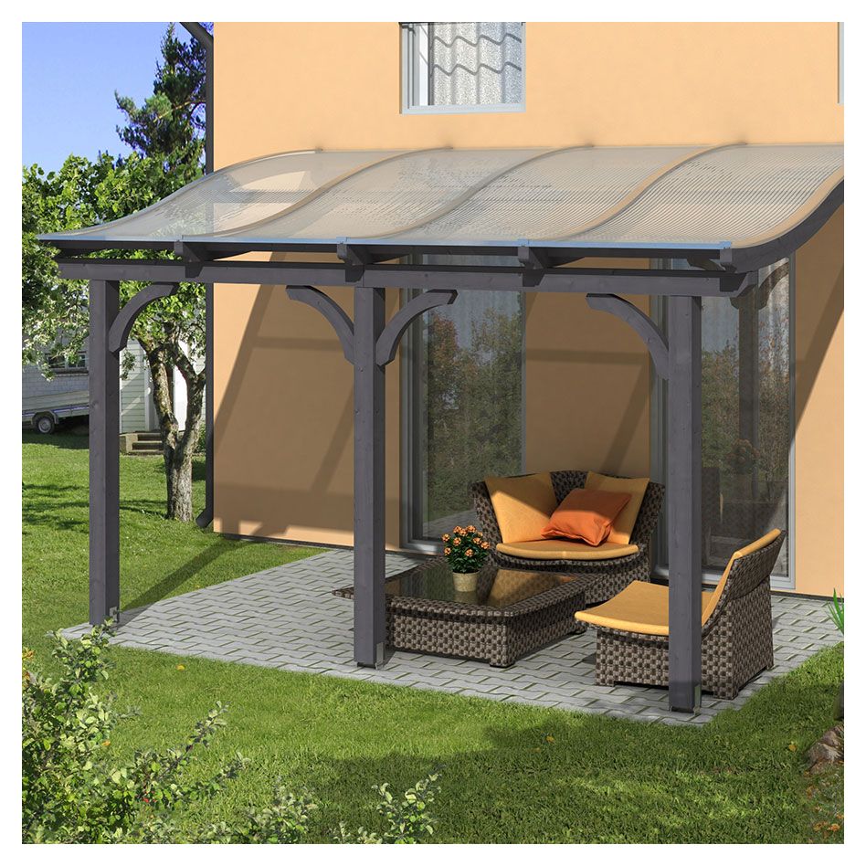 Skan Holz Terrassenüberdachung Venezia Terrassendach, 434x339 cm, Eiche Hell Image