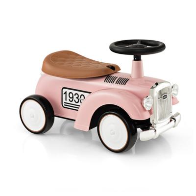 Costway Kids Sit to Stand Vehicle with Working Steering Wheel and Under Seat Storage-Pink