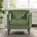 Tufted Accent Chair, Velvet Upholstered Single Sofa Side Chair, Barrel Chair Club Chair, Living Room Armchair with Pocket, Green