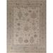 Vegetable Dye Oushak Turkish Area Rug Hand-Knotted Floral Wool Carpet - 7'11"x 10'5"