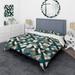 Designart "Teal And Golden Modern Geometric Tiles I" Teal Modern Bedding Set With Shams