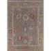 Vegetable Dye Gray Oushak Turkish Area Rug Hand-Knotted Wool Carpet - 9'1"x 11'11"