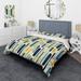 Designart "Blue And Yellow Striped Pattern Harmony" Yellow Modern Bedding Set With Shams