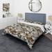 Designart "Marble White And Gold Geometric Glam I" Gold Glam Bed Cover Set With 2 Shams