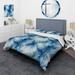 Designart "Blue And White Shibori Marble Ink II" White Glam Bed Cover Set With 2 Shams