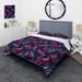 Designart "Pink And Blue Retro Waves" Pink Modern Bedding Cover Set With 2 Shams