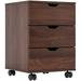 HBBOOMLIFE Mobile File Cabinet for Home Office 3 Drawer Chest Wood Drawers Unit for Under Desk Drawers Cabinet Brown