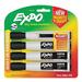 Expo Magnetic Dry Erase Markers with Eraser Chisel Tip Black 4 Count