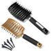Anpro 6PCS Hair Brush Set Professional Curved Vented Brush Paddle Detangling Brush with Hair Clips for Women Girls Kids Hair Stylists Braiding Backcombing Black and Brown