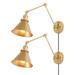 LNC 2 Pack 2-in-1 Plug in and Hardwired Gold Dimmable Swing Arm Modern/Contemporary Wall Sconce