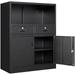 HBBOOMLIFE Locking Cabinet with 2 Drawers Metal Cabinet with Locking Doors and Shelves - 41.3 Steel Lockable Cabinet Metal Cabinet for Home Office Garage School (Black)