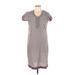 Casual Dress - Shift Scoop Neck Short sleeves: Burgundy Dresses - Women's Size 44