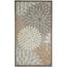 HomeRoots 3 x 5 ft. Natural Floral Non Skid Indoor & Outdoor Rectangle Area Rug - Gray and Ivory