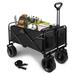 Collapsible Outdoor Utility Wagon Folding Garden Cart with 8-Inch Off-Road Wheels Adjustable Handle & Cup Holders for Camping Picnic