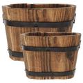 2pcs Desktop Wooden Planter Box Flower Plant Pot Small Plant Pot Artificial Plant Box Home Decoration