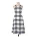 Banana Republic Casual Dress - A-Line: Gray Checkered/Gingham Dresses - Women's Size 0