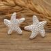 Starfish Splendor,'Textured Sterling Silver Starfish Stud Earrings from Bali'