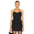 SIMKHAI Hailee Draped Halter Top in Black - Black. Size 4 (also in 2, 6, 8).