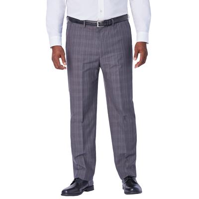 Men's Big & Tall KS Signature Easy Movement® Plain Front Expandable Suit Separate Dress Pants by KS Signature in Black Plaid (Size 72 40)