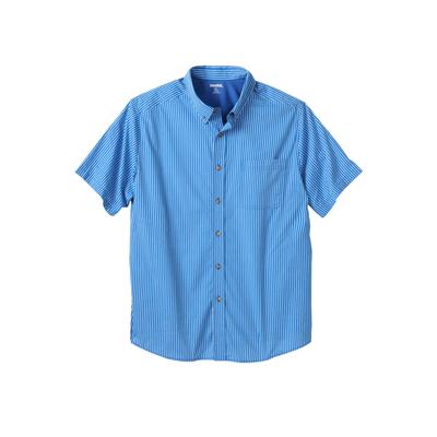 Men's Big & Tall Short Sleeve Wrinkle-Free Sport Shirt by KingSize in Blue Stripe (Size 4XL)