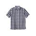 Men's Big & Tall Short-Sleeve Plaid Sport Shirt by KingSize in White Navy Plaid (Size L)