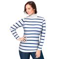 Plus Size Women's Ribbed Cotton Turtleneck Sweater by Jessica London in Dark Sapphire Rib Stripe (Size 34/36) Sweater 100% Cotton