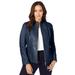 Plus Size Women's Zip Front Leather Jacket by Jessica London in Navy (Size 14 W)