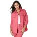 Plus Size Women's Classic Cotton Denim Jacket by Jessica London in Tea Rose (Size 22) 100% Cotton Jean Jacket