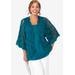 Plus Size Women's Crochet Cardigan by Jessica London in Deep Teal (Size 38/40) Sweater