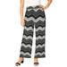 Plus Size Women's Everyday Stretch Knit Wide Leg Pant by Jessica London in Black Brushstroke Chevron (Size 30/32) Soft Lightweight Wide-Leg