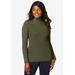 Plus Size Women's Ribbed Cotton Turtleneck Sweater by Jessica London in Dark Olive Green (Size 22/24) Sweater 100% Cotton