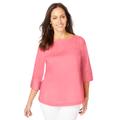 Plus Size Women's Stretch Poplin Button Boatneck Tunic by Jessica London in Tea Rose (Size 18 W)