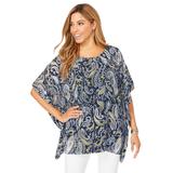 Plus Size Women's Caftan Top by Jessica London in Navy Paisley (Size 12 W)