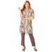 Plus Size Women's Sheer Georgette Mega Tunic by Jessica London in Chocolate Khaki Zebra (Size 20 W) Long Sheer Button Down Shirt