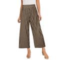 Plus Size Women's Stretch Knit Wide Leg Crop Pant by The London Collection in Black Khaki Houndstooth (Size 12) Pants