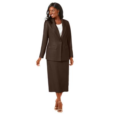 Plus Size Women's 2-Piece Stretch Crepe Single-Breasted Skirt Suit by Jessica London in Chocolate (Size 24) Set