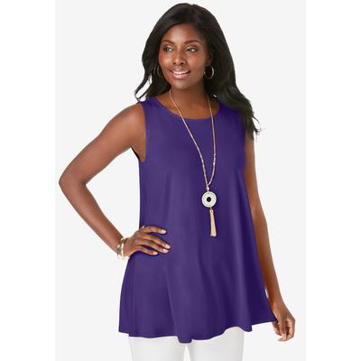 Plus Size Women's Stretch Knit Sleeveless Swing Tunic by Jessica London in Midnight Violet (Size 30/32) Long Shirt