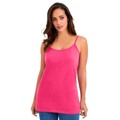 Plus Size Women's Stretch Cotton Cami by Jessica London in Pink Burst (Size 30/32) Straps