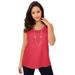 Plus Size Women's Horseshoe Neck Tank by Jessica London in Bright Red (Size 12) Top Stretch Cotton