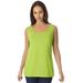 Plus Size Women's Horseshoe Neck Tank by Jessica London in Dark Lime (Size 14/16) Top Stretch Cotton