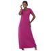 Plus Size Women's Stretch Cotton T-Shirt Maxi Dress by Jessica London in Raspberry (Size 24)
