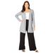 Plus Size Women's Everyday Knit Open Front Cardigan by Jessica London in Heather Grey (Size 14/16)